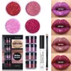 Lakerain Glitter Lip Kit wasserdichtes Verschmutzungsschutz langlebiger glänzender Lippen Glitter Set 4 PCs Glitterpulver für Lippen Nägel Kunst 240507