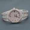 Hip hop pretty watch for men in stainls steel in y studded with moissanite round brilliant cut diamond in vvs clarity