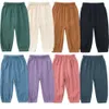 Kids Summer Cool Pantals Coton en coton Solide Vêtements d'élasticité pour garçons 12m8t pantalon décontracté coréen adolescent 240418