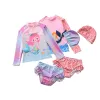 Costumi da bagno 19 anni bambini bambini bambini ragazze estate dolci da bagno set stampare a maniche lunghe da bagno lungo fondo per bagni da bagno