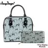 Sacs de soirée Noisydesignes Femme Sac à bandoulière 2sets pu messager pour dames sac à main sac à main mignon Blue Greyhound Chiens Animaux Impressions Drop