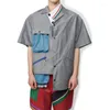 Chemises décontractées pour hommes 23SS Kolor Abe Runyi Japonais Double couleur irrégulière Couleur en maille ample correspondant à manches courtes à manches courtes pour hommes