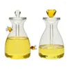 Opslagflessen honingpot met dipper en deksel bijen pot transparante glazen bijenkorf container huis keuken roer siroop fles
