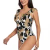 Damskie stroje kąpielowe Seksowne jednoczęściowe kostium kąpielowy 2024 Kobiety Lampart Animal Leopard Ruffled Monokini Bodysuit Girl Beach Bathing Suit