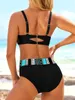 2024 Halter Bikini Set High Waist Swimwear Women Vintage Swimsuit Female Beachwear Summer Push Up Bathing Suit Swimming Bathers 240426