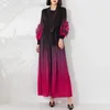 Robes de travail Fashion grande taille Couleur Gradient O Robe sans manches Lacet Up Flowery Robe