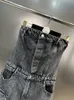 Chicever Streetwear Denim Assuriques pour femmes sans manches sans bretelles au large de la taille haute épaule