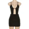Basic Casual Jurken Anjamanor DP V Neck Cutout Bodycon Mini-jurken Baddie Strtwear Sexy Club Outfit voor zwarte vrouw Summer 2023 D96-BH13 T240507