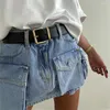 Jeans pour femmes mode femme jupe de cargaison 2024 été avec poches jupes décontractées de ligne A-line dames chic élégant mini y2k