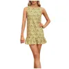 Lässige Kleider eleganter Blumendruck Rüschenkleid für weibliche Sommerhülsen und schlanker Fit Sundonses Chic Girls O Hals Short Robe