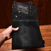 End High Trendy Korean Style Jeans Mens Slim Fit Leggings Elastic Casual Versatile Black Imprimé Black Pantalon