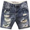 Sommer Distressed Elastic gewaschener Denim Capris für Herren Lose Fit Übergroßer Jugendtrend Instagram Shorts Trend