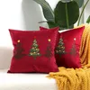 Kussen/decoratief kerstpatchwork geborduurd kussenomslag rood groen merrychristmas kast fluweel huisdecoratie decoratief kussen voor bank