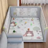 Cartoon-Spielstall für Kinder hebensfähiger Baby-Leitplanken-Bett Zaun Anti-Kollision Spielplatzpark Doppelte Verwendung ohne Mat 240428