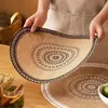 Rund placemat bord nonslip jute mats för mat dekoration tillbehör kök placemats kaffe ers fest middag 240430