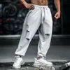 Mens Joggers Pants Outdoor Running Trendy Brand American Basketball With Holes and Loose Sports Hoodie Pants New Summer Style Jog