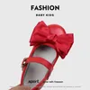 Girls Princess Shoes Elegant Party Silk Bowtie Children Mary Janes 21-30 Comfy Trendy Sweet Flexiable Spring Kids Ballet Flats 240506