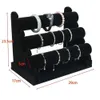 Jóias Stand de jóias Black Velvet Jewelry Chain Bracelet Titular T-Bar Organizador Hard Display Rack Q240506