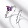 Cluster Rings Allnoel 925 Sterling Silver voor vrouwen 7 10 mm Synthetische Alexandrite Elegante Engagment Wedding Gifts Romantische sieraden