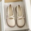 Chaussures décontractées talon bas élégant beige femme chaussure en cuir normal mary jane talons japonais style lolita pour les femmes gothiques