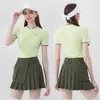 SUSuit da donna Summer Short Slve Womens Knitwear Skirt Set Korean Slimt Neck T-shirt Tennis Top Top Sport Skorted Skorted Y240507