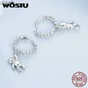 ダングルシャンデリアWostu Pure 925 Sterling Silver Bear Drop Pendant Earrings女性漫画動物女性耳フック誕生日プレゼントXW