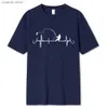 Men's T-Shirts Cotton Oversize T Men Fishing Heartbeat Novelty Funny Shirt Hip Hop Tshirt Strtwear T-Shirt Harajuku Mens Ma H240507