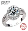 Yanhui 100 925 Anello di fidanzamento dell'argento puro S925 TIMANO 2 Carat Cz Diamant Feeds Anelli per donne Taglia 4 5 6 7 8 9 10 11 YR091 Y184213680