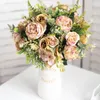 Decoratieve bloemen Docidaci herfst kunstmatige witte roos zijden zijden huisdecoratie hoogwaardige boeket luxe nep bloemen arrangement