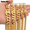 8 mm / 10 mm / 12 mm / 14 mm / 16 mm Bijoux en acier inoxydable Gold plaqué haut polir Miami Collier Collier Collier Punk Curb Chain Butterfly Clasp 4361