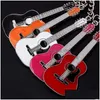 Key Rings Classic Guitar Sier Pendant Keychain Alloy Car Ring Musical Men Women Charms Gifts Jewelry Accessories Bk 10Pcs/Lot Drop De Dhpe7