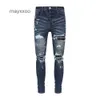 Fit demin amiirii paarse casual zwarte jeans heren mode mager skinny blauw jean 2024 lokd