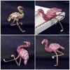 Broches flamingo broche decor borst pin de geschenk strass glanzende decoratieve pinnen dier