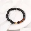 Bracelet de perles de chakra nce de chakra nce Bracelet pour hommes 8 mm Eye Tiger Stone Natural Agate Hematite Charms Bracelets Lava Stretch Dr Dhhlh