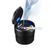 Car Cigarette Multifonction Cignette Pot Soot Box Boîte à cendrier avec indicateur de batterie et lumière LED