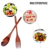 Dinnerware Sets 6 Pcs Wooden Spoon And Fork Two-piece Set With Long Handle Solid Portable Tableware Adults Home Accessories