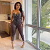 Kvinnors jumpsuits Rompers Anjamanor Sexig svart mesh Rhinestone Födelsedag Jumpsuit Kvinnor Luxur Diamond Crystal One Pieces Clubwear Outfits D42-Iiz39 T240507