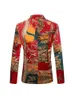 Fashion Red Print Mens Pak 3D Modieuze kleding Business Casual Flower Jacket Coat 240507