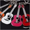 Key Rings Classic Guitar Sier Pendant Keychain Alloy Car Ring Musical Men Women Charms Gifts Jewelry Accessories Bk 10Pcs/Lot Drop De Dhpe7