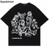 Harajuku Cartoon Girl Katze Japanische Kanji Grafik T -Shirt Streetwear Männer T -Shirt Sommer Kurzarm T -Shirt Tops T -Shirts Unisex 240426