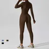 Kadın Tulumları Yükselen Moda Fermuarı Uzun Slve Tulumları Kadın Spor Giyim Hızlı Kuru Hızlı Spor Sulma Siyah Spor Seti Kadınlar Tek Parça Kıyafet T240507