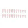 Faux ongles 24pcs de long ballet blanc fleur de faux ongles Faux ongles Gradient avec strass de conception française portable faux ongles presser sur les pointes des ongles T240507