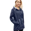 Impermeabile impermeabile per donne Casualmente Basic Outdoors Trench Classic Zipper Lunga vera a vento da arrampicata per esterni con cappuccio con cappuccio 240507