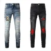 Дизайнерские джинсы для мужских джинсов, пешие брюки, разорванные хип -хоп High Street Brand Brand Pantalones vaqueros para hombre Мотоциклевая вышивка.
