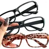 Zonnebrillen Plastic smal glas Kleine vierkante frame glazen zonder lenzen Tea Leopard Print Girl Y2K -bril Cosplay Decoratieve brillen