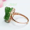 Anelli a grappolo S925 Silver intarsiatura a mano intarsiatura naturale Jade Jade Jasper Pixiu Anello Rosa Gold Golding Restro di alta qualità Gioielli