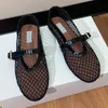 Designer balet płaskie buty kobiety nowe siatki swobodne balety designerskie sandały kapcie okrągłe głowę mokwaki na łódź dhinestone buty luksusowe skórę buty Mary Jane