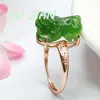 Anelli a grappolo S925 Silver intarsiatura a mano intarsiatura naturale Jade Jade Jasper Pixiu Anello Rosa Gold Golding Restro di alta qualità Gioielli