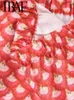 Женские штаны с двумя частями красные печатные женские танки Широкие костюмы 2024 Лето рукав