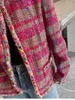Veste de créatrice pour femmes French Pink Tricoted polyvalent mince et parfumée pour femmes Automne 2024 Nouveau haut à manches longues haut de gamme